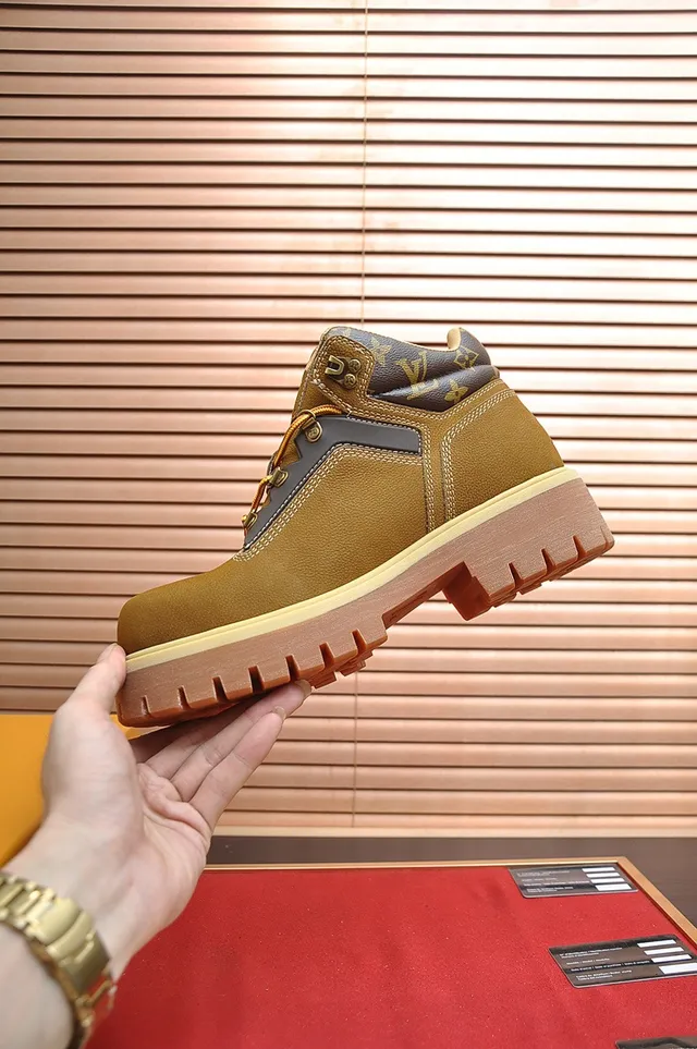 Louis Vuitton Tan Monogram Collar Work Boots