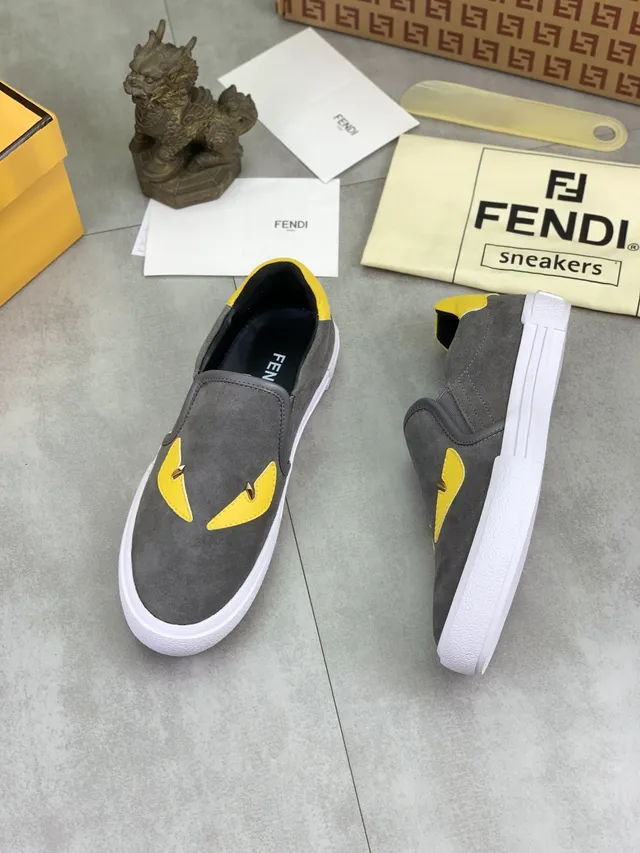 Fendi Monster Sneaker Gray and Yellow Suede Lifestyle Sneakers