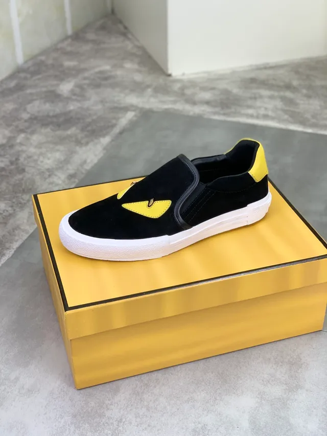 Fendi Monster Sneaker Black and Yellow Suede Lifestyle Sneakers