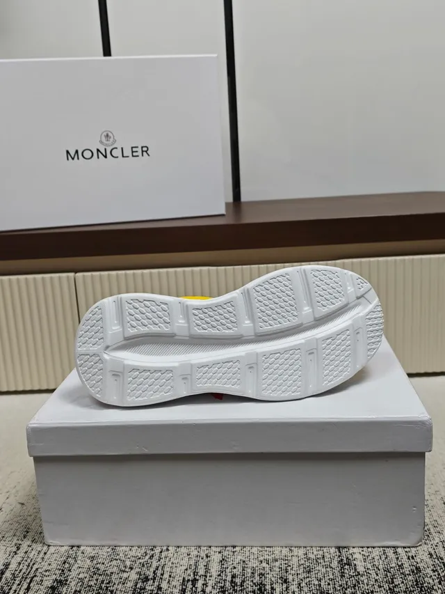 Moncler Yellow White Chunky Open-Cell Midsole Reflective Strap Detailing Lifestyle Sneakers