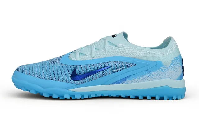 Nike Blue Purple Engineered Knit Upper TPU Cage Overlay Turf Soccer Shoes