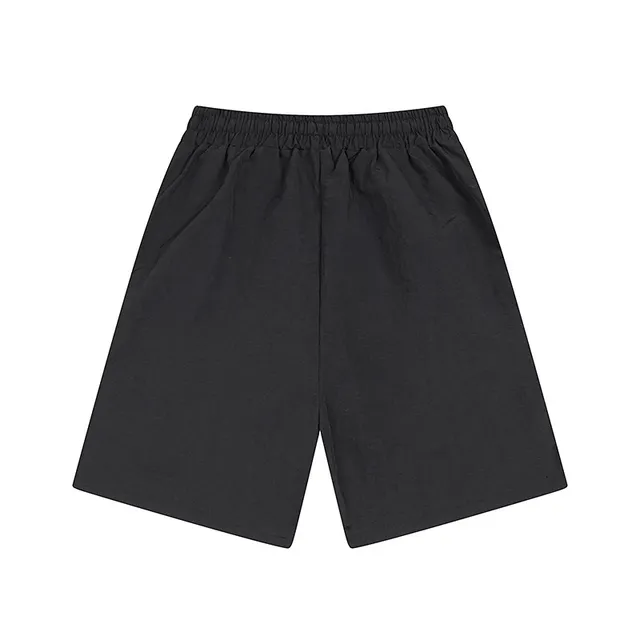 Black Embroidered Rhinestone Text Shorts