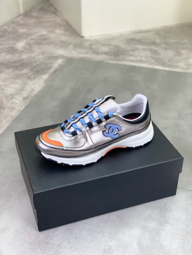 Chanel Runner Metallic Silver Orange Blue Chunky Sneakers