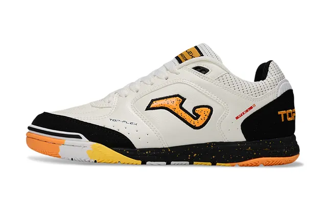 Joma Top-Flex White Black Lace-Up Perforated Mesh Upper Sneakers
