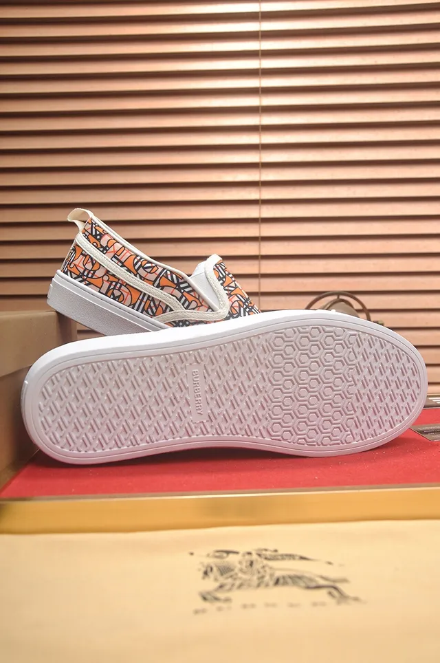 Burberry Orange White Slip-On Platform Sole Lifestyle Sneakers