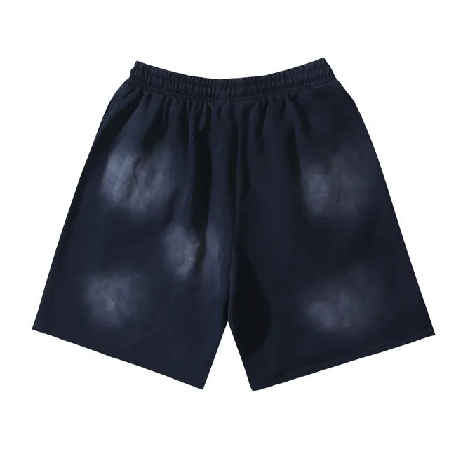 Black Gradient Flame Graphic Drawstring Waist Shorts