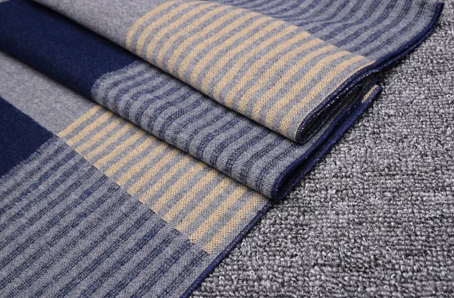 UGG Gray Navy Striped Ribbed Weave Cashmere Scarf