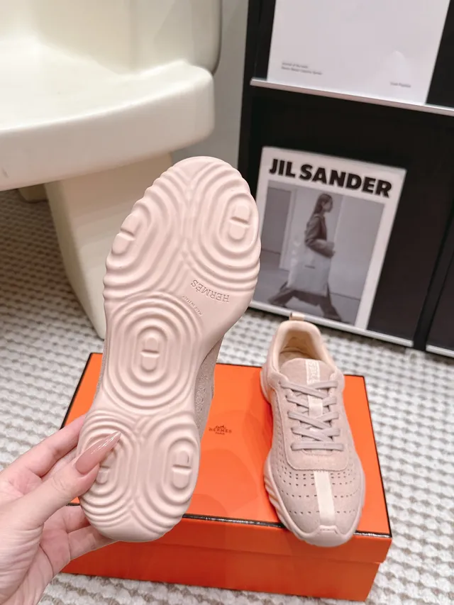 Jil Sander Perforated Suede Sneaker Pale Pink Lifestyle Sneakers