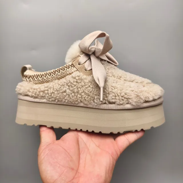 UGG Tasman Beige Shearling Platform Loafer