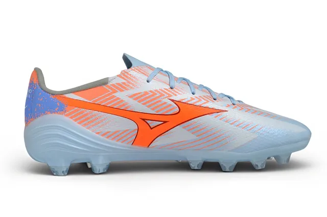 Mizuno Blue Orange Low-Cut Synthetic Upper Geometric Overlay Pattern Firm-Ground Soccer Shoes
