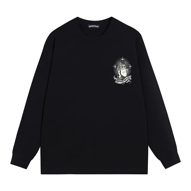 Chrome Hearts Prayer Hands Graphic Black Long-Sleeve T-Shirt