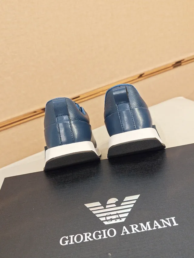 Emporio Armani Blue Leather Laceless Slip-On Lifestyle Sneaker