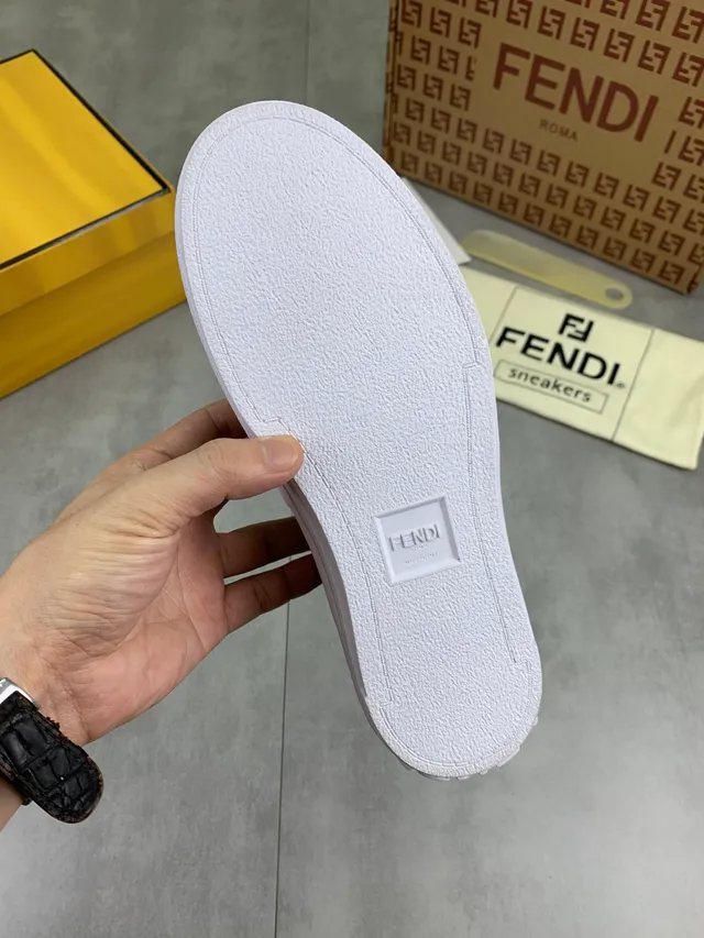 Fendi Monster Eye Brown and Yellow Suede Slip-On Lifestyle Sneakers