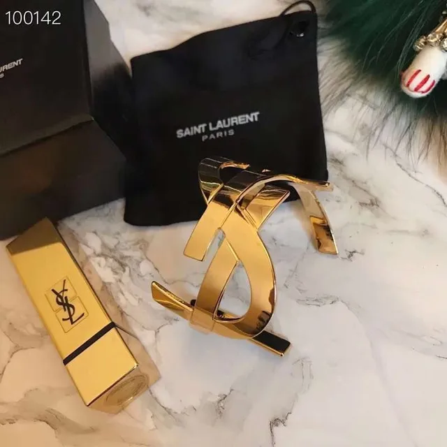 Balenciaga Le Cagole Gold and Rose Gold Interlocking Cuff Bracelets