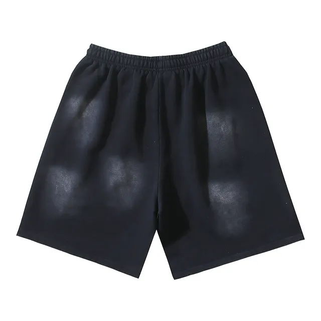Black Distressed Graphic Print Oversized T-Shirt and Shorts Casual Set