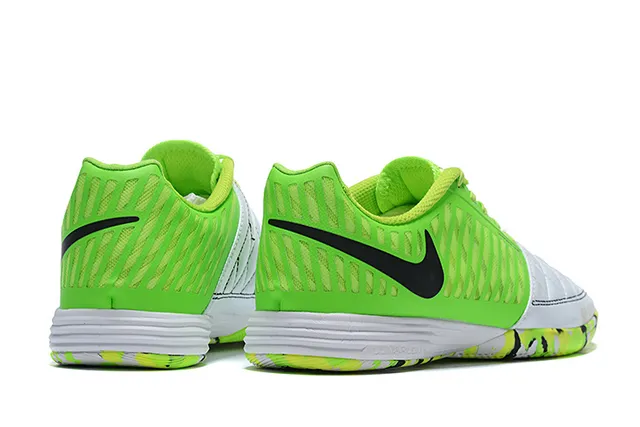Nike Green White Neon Lime Perforated Upper Quilted Toe Cap Indoor Soccer Shoes