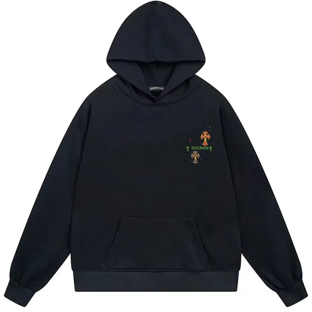 White Oversized Graphic Cross Print Hoodie