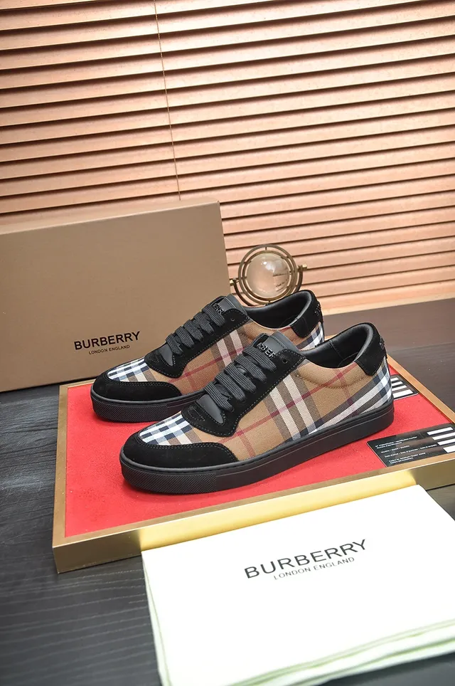 Burberry Nova Check Black Suede Low-Top Lifestyle Sneakers