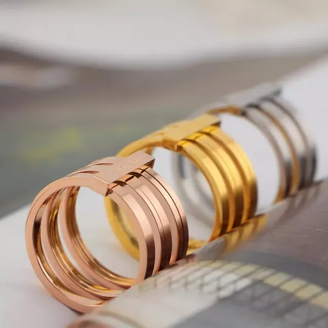 Calvin Klein Multi-Band Rose Gold Engraved Ring
