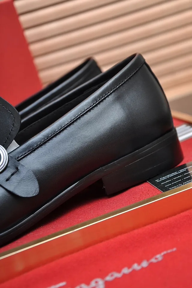 Salvatore Ferragamo Gancini Black Leather Loafers