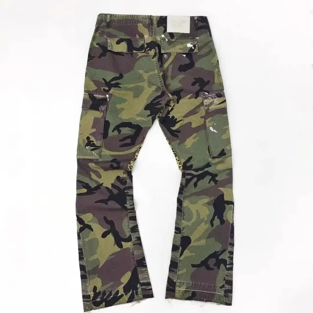 Gallery Dept Camouflage Paint-Splattered Deconstructed Cargo Pants