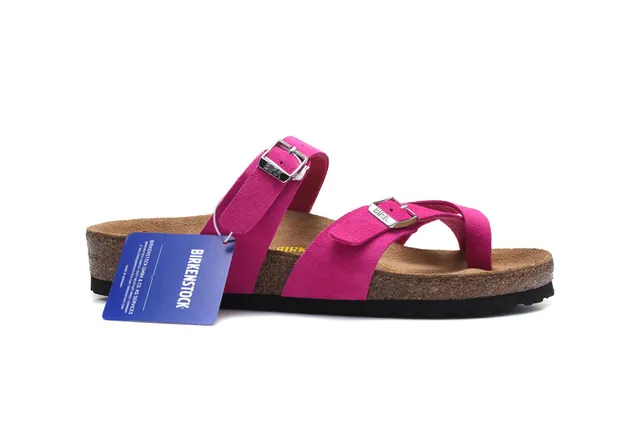Birkenstock Arizona Pink Suede-Like Two-Strap Casual Sandals