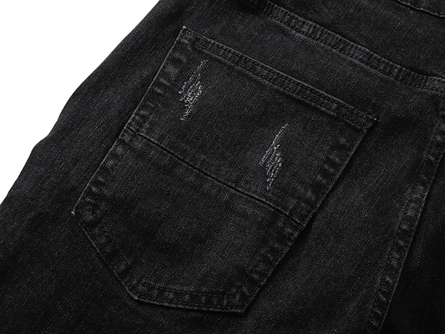 Distressed Slim-Fit Black Denim Jeans
