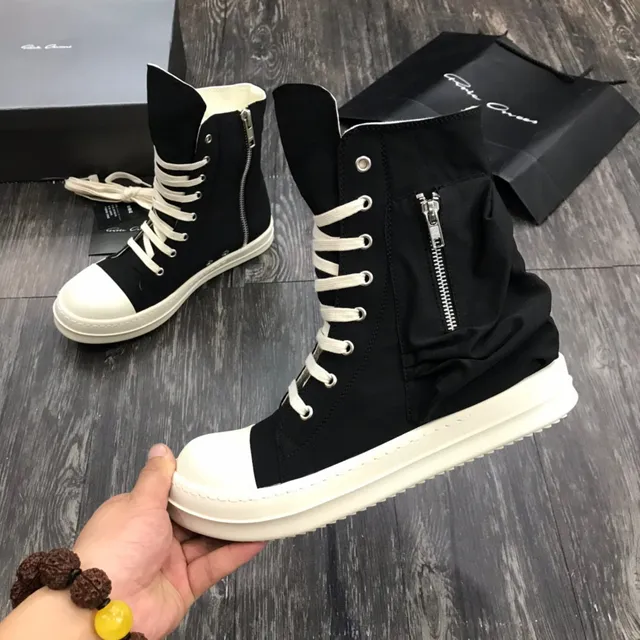 Rick Owens DRKSHDW High-Top Sneaker Black and White Lifestyle Sneakers