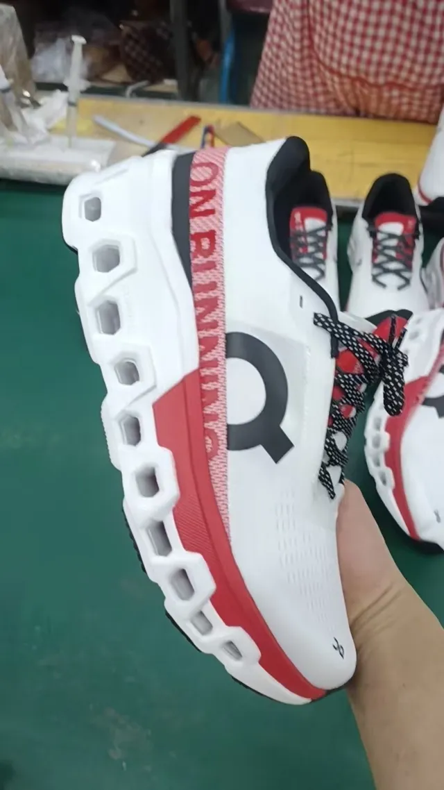 On Cloudmonster White Red Black Running Shoes