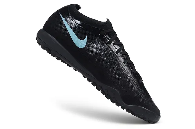 Nike Black Blue Knit Upper Low-Cut Collar Turf Soccer Shoes