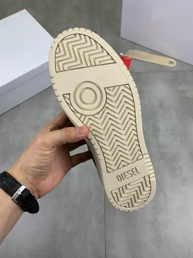 Diesel Olive Green Suede Perforated Toe Lifestyle Sneakers