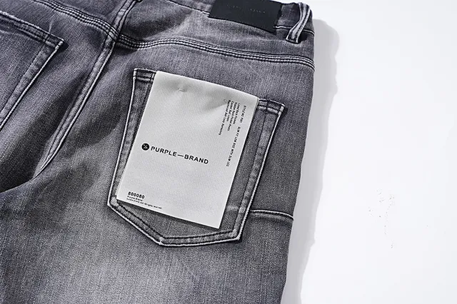 Purple Brand Distressed Slim-Fit Washed Gray Jeans