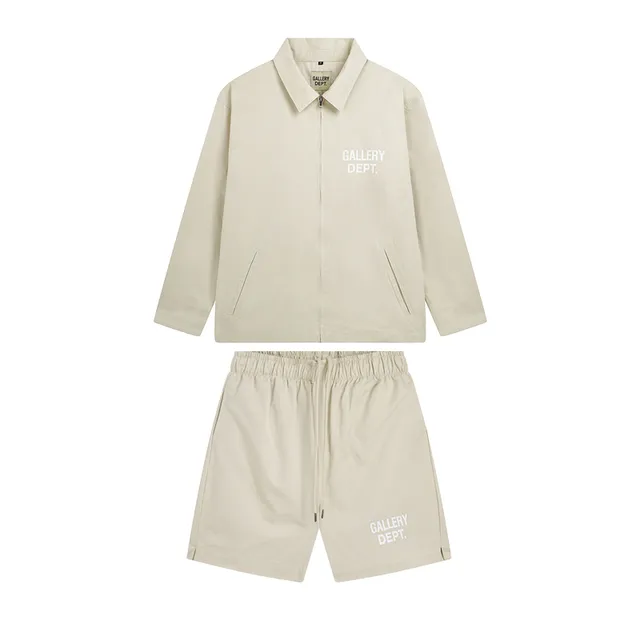 Gallery Dept Utility Beige White Collared Zip-Front Jacket