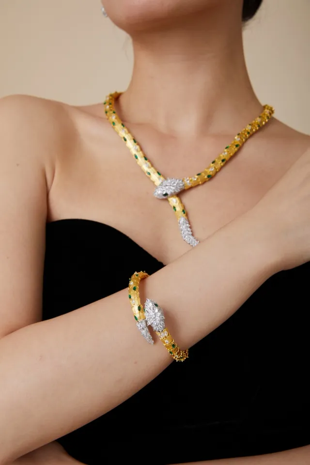 Bvlgari Serpenti Ruby and Emerald Diamond Gold Coiled Snake Bracelets