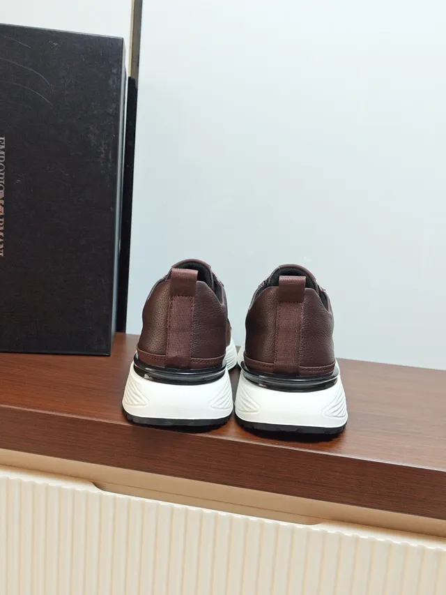 Emporio Armani Brown Leather Chunky Sneaker