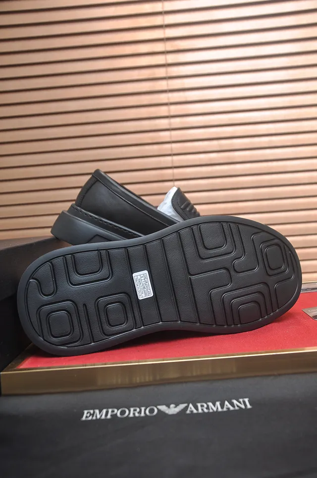 Giorgio Armani Black Brown Slip-On Platform Sole Loafer