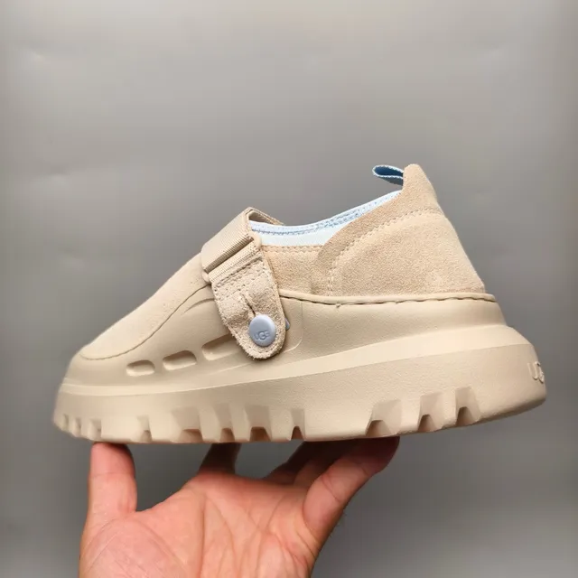 UGG Tasman Beige and Light Blue Suede Clog