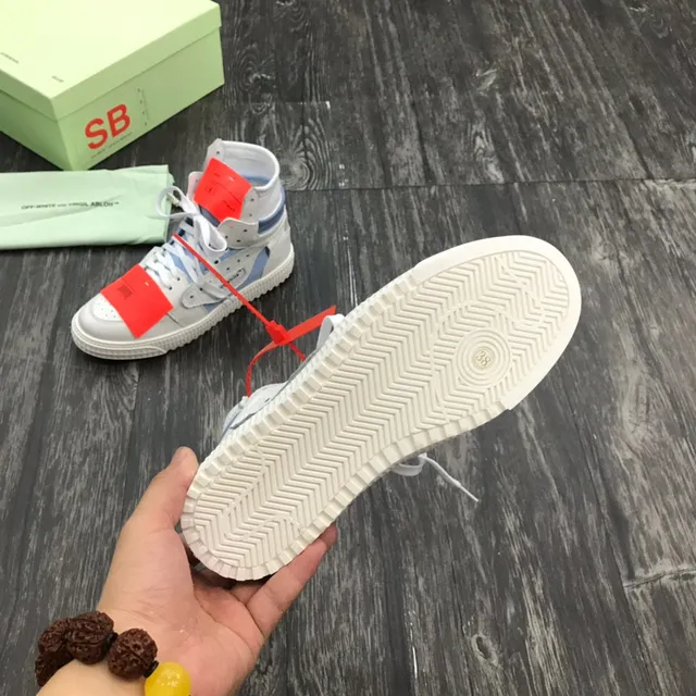 Off-White Blue High-Top Industrial-Detail Sneakers