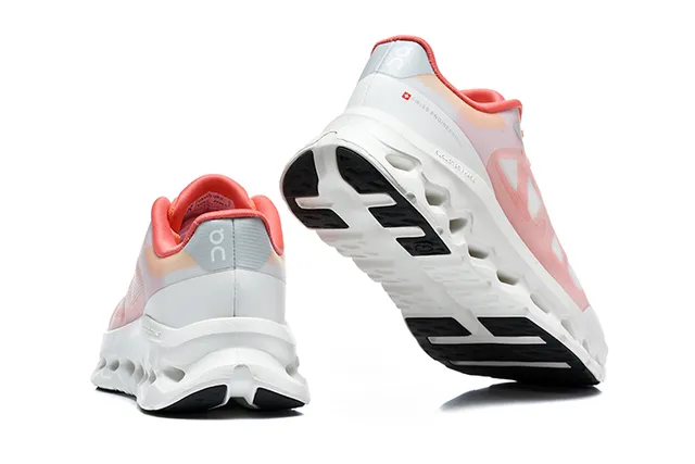 On Black White Engineered Mesh Upper Open Hexagonal CloudTec Pods Running Shoes