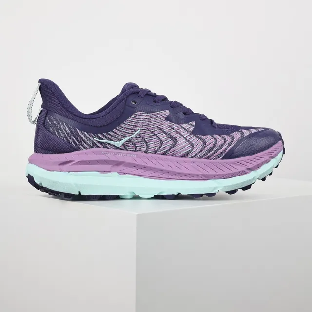 Hoka Clifton Purple Pink Knit Upper Rocker Sole Running Shoes