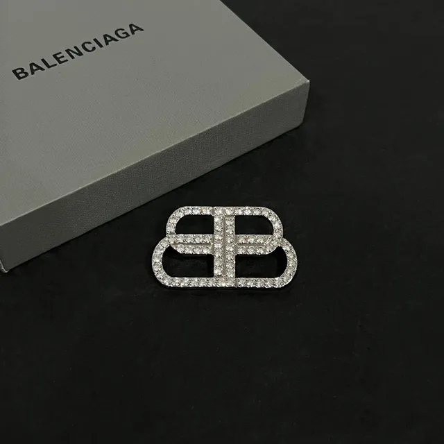 Balenciaga Double-B Pavé Crystal Brooch