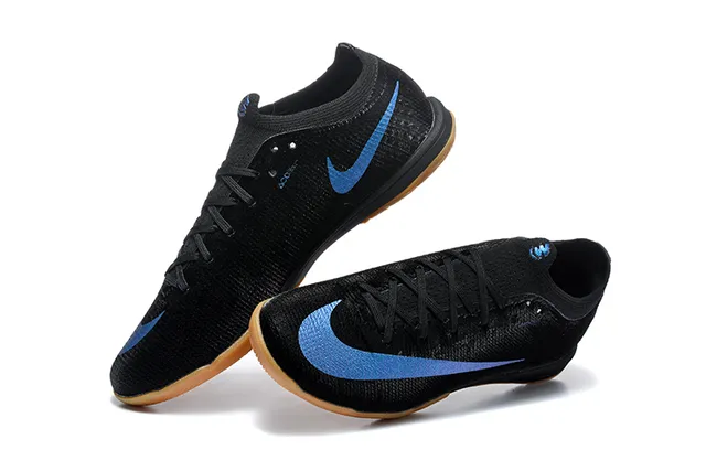 Nike Black Blue Knit Upper Gum Rubber Outsole Indoor Soccer Shoes