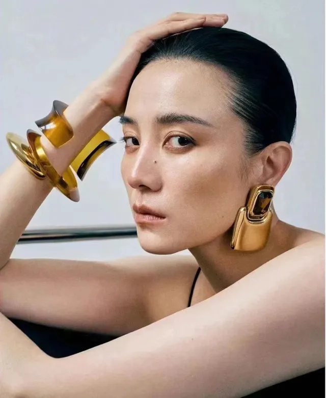 Saint Laurent Beige Orange Sculpted Resin Asymmetrical Cuff Bracelet