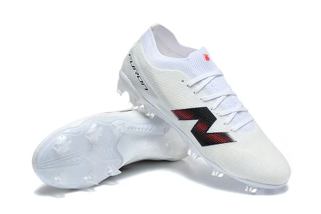 New Balance Furon White Black Low-Cut Knit-Mesh Upper Firm-Ground Soccer Shoes