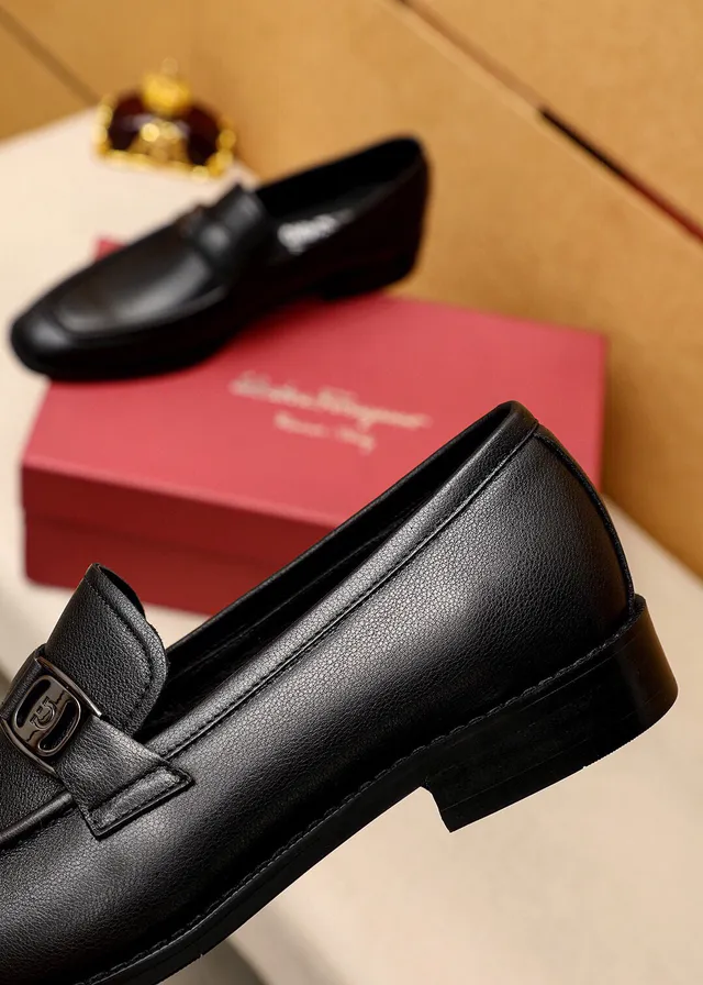 Salvatore Ferragamo Gancini Loafer Black Leather Loafers