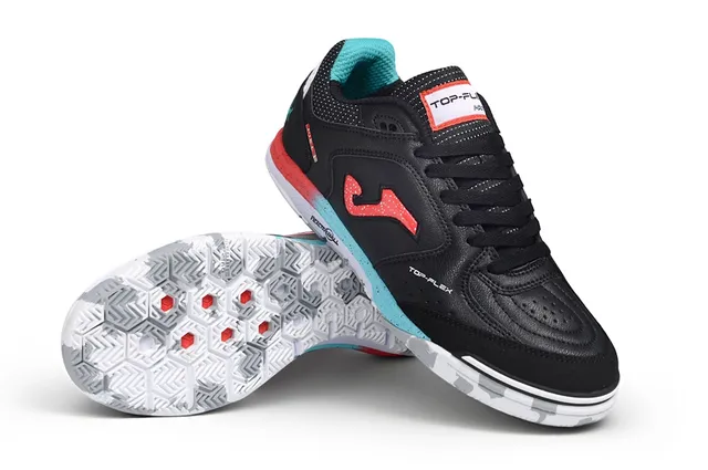 Joma Black Red Low-Top Synthetic Upper Hexagonal Non-Marking Outsole Indoor Soccer Shoes