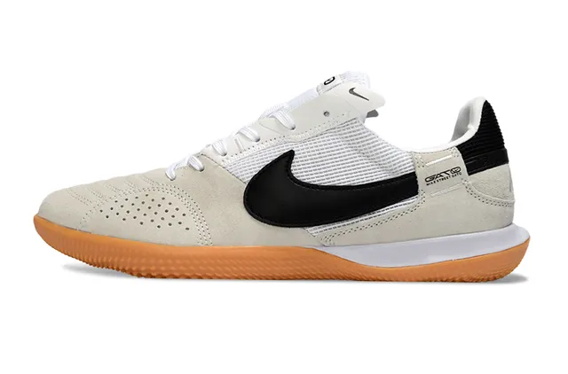Nike Beige Black Low-Top Suede-Mesh Upper Indoor Soccer Shoes