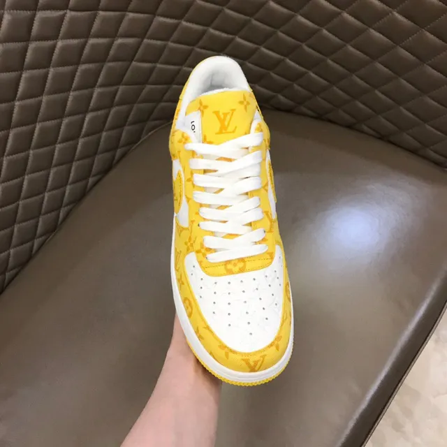 Nike Air Force 1 Yellow Monogram Print Lifestyle Sneakers