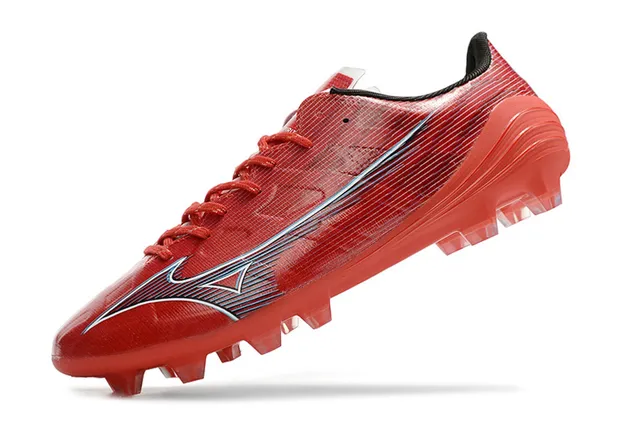 Mizuno Red Silver Low-Cut Synthetic Upper Conical Studs Firm-Ground Soccer Shoes