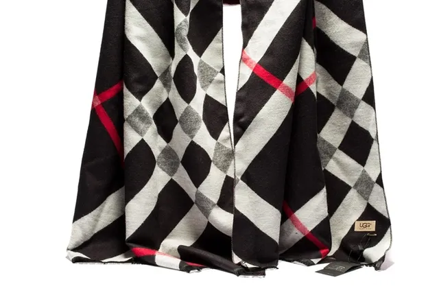 UGG Plaid-Striped Cashmere Scarf